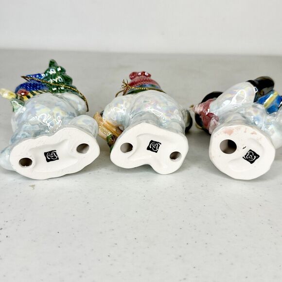 Vtg Home Interiors‎ Lot Of 3 Snowman Iridescent Christmas Ornaments 1980's - Picture 7 of 7